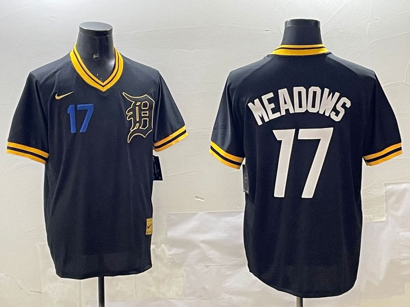 Men Detroit Tigers 17 Meadows Black Gold Game 2025 Nike MLB Jersey style 4